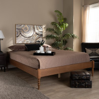 Baxton Studio MG0012-Ash Walnut-Full Cielle French Bohemian Ash Walnut Finished Wood Full Size Platform Bed Frame